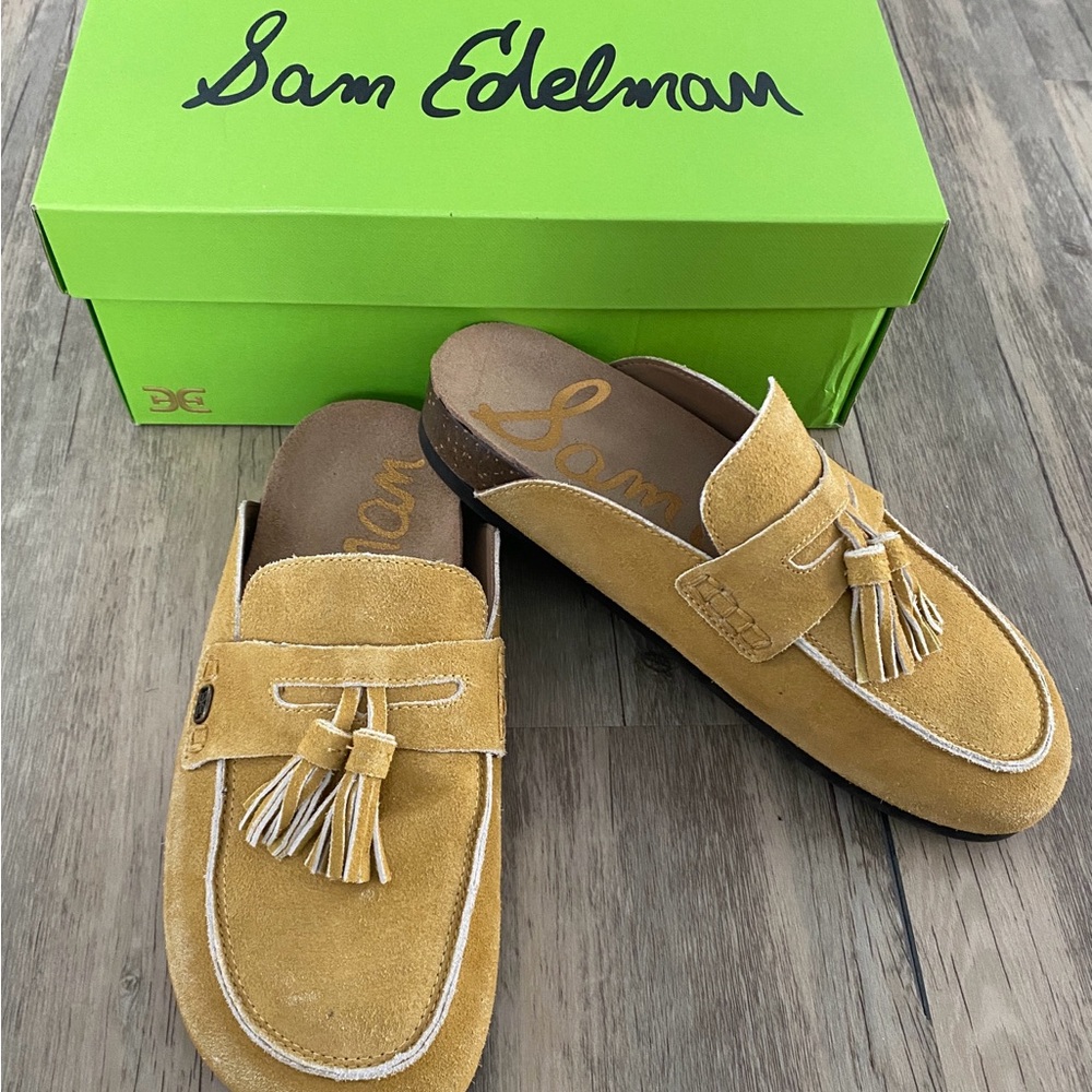 Sam Edelman Yellow Suede Mules with Tassels